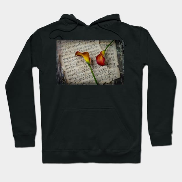Calla Lillies On Sheet Music Hoodie by photogarry